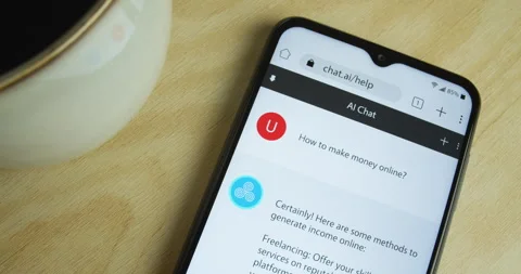 Artificial Intelligence - AI chat bot app on smartphone - Royalty free Video stock 251113946