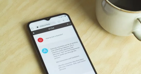 Artificial Intelligence - AI chat bot app on smartphone - Royalty free Video stock 251114080