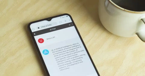 Artificial Intelligence - AI chat bot app on smartphone - Royalty free Video stock 251114234