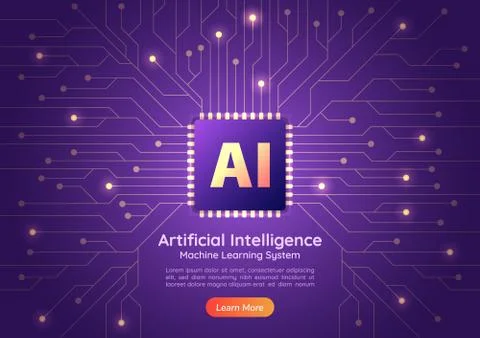Artificial Intelligence AI chip on computer circuit board Stock Illustration