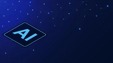 Artificial intelligence AI chip hardware with connecting dots and lines Illustrazione stock