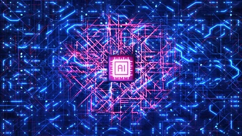 Artificial Intelligence AI Chip Processor Animation. Futuristic Circuit Board. Stock Footage 317546836