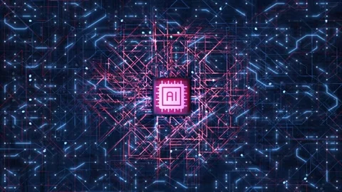 Artificial Intelligence AI Chip Processor Animation. Futuristic Circuit Board. Stock Footage 317546842