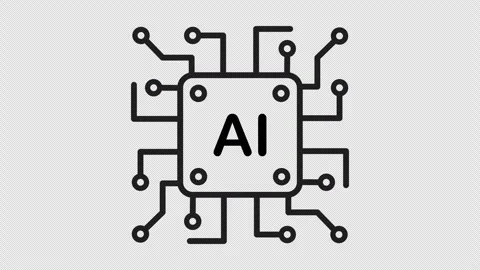 Artificial intelligence AI, chip technology, core, line icon. Alpha channel Stock Footage 342421901