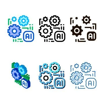 Artificial intelligence ai chip vector sign icon series Illustrazione stock