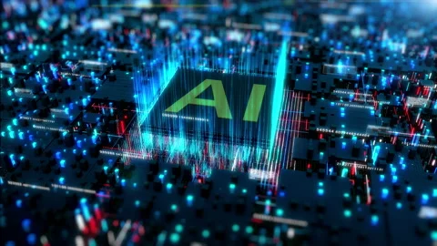 Artificial Intelligence AI On Circuit Board. Future Technology Concept Stock Footage 186358298