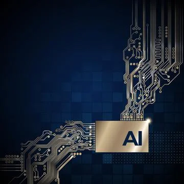 Artificial intelligence, ai. Circuit board background, concept design, cpu, chip Stock Illustration