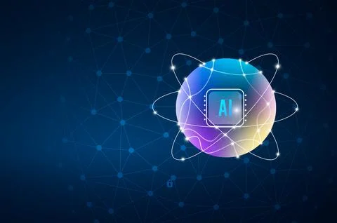 Artificial Intelligence (AI) concept with a glowing digital sphere and futu.. 스톡 일러스트