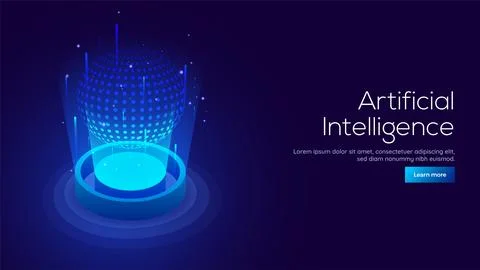 Artificial Intelligence (AI) concept responsive landing page or web template. Stock Illustration