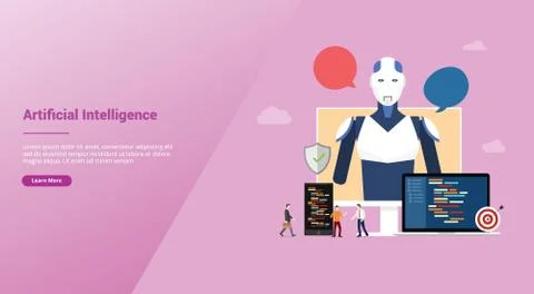 Artificial intelligence ai concept with robot and technology development cons Stock Illustration