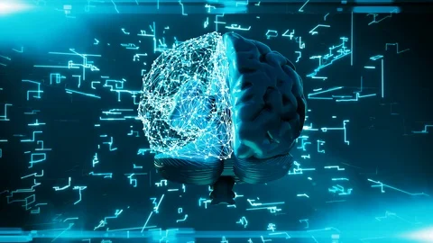 Artificial Intelligence( AI). The conception of Cyberbrain: Big Data Stock Footage 124091521