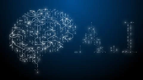 Artificial intelligence AI deep learning computer program technology title  Stock Illustration