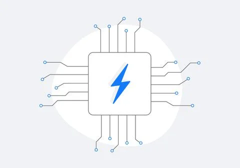 Artificial Intelligence AI in the Energy Industry concept vector icon. Vector Stock Illustration
