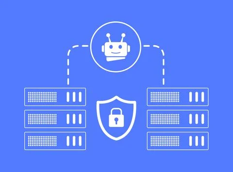 Artificial Intelligence AI enhances cybersecurity by detecting, responding to Stock Illustration