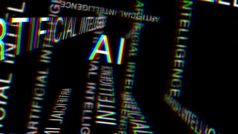 ARTIFICIAL INTELLIGENCE AI Fly Through 3D Text Keyword Animation Stock Footage 322752352