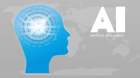 Artificial Intelligence AI Futuristic Concept. Human Big data Visualization w 스톡 일러스트