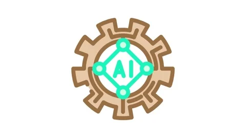 Artificial intelligence ai gear industry 5 color icon animation Stock Footage 327259513