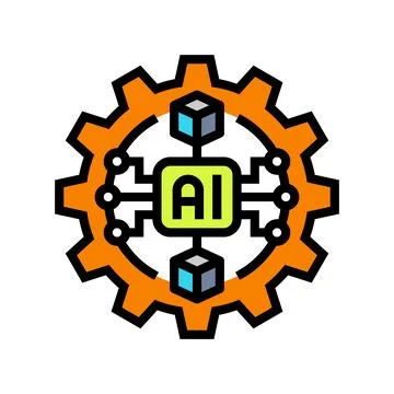 Artificial intelligence ai gear industry 5 color icon vector illustration Illustrazione stock