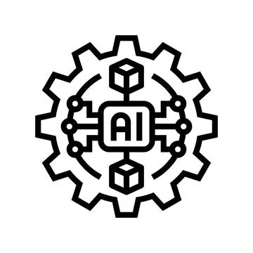 Artificial intelligence ai gear industry 5 line icon vector illustration Illustrazione stock
