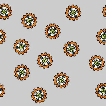 Artificial intelligence ai gear industry 5 vector seamless pattern 库存插图