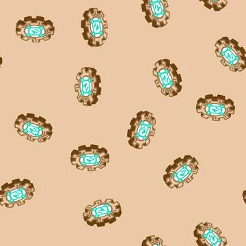 Artificial intelligence ai gear industry 5 isometric icon seamless pattern Stock Illustration