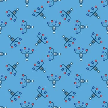 Artificial Intelligence AI Generation vector colored seamless pattern Stock Illustration