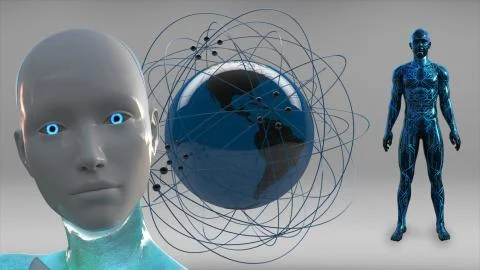 Artificial Intelligence AI Global Network Stock Illustration