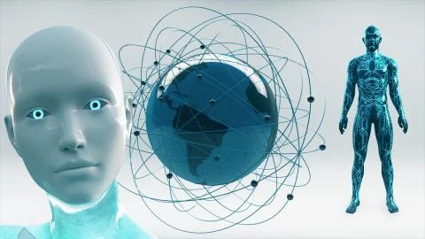 Artificial Intelligence AI Global Network 스톡 일러스트