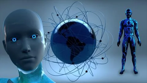Artificial Intelligence AI Global Network 스톡 일러스트