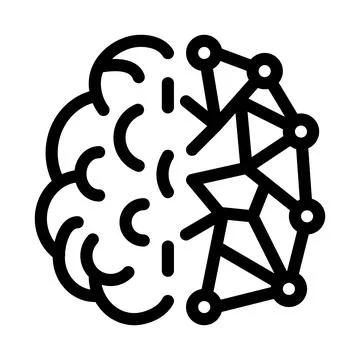 Artificial intelligence, ai human and digital brain line icon vector illustra 库存插图