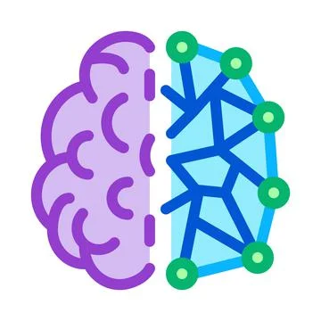 Artificial intelligence, ai human and digital brain color icon vector illustr Stockillustratie