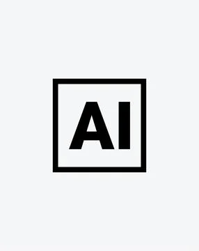 Artificial Intelligence AI Icon – Minimal Black and White Vector Design Stock Illustration