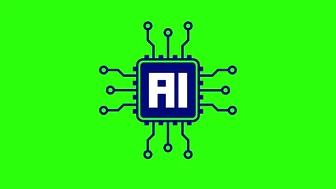 Artificial Intelligence, AI Icon Symbol on Green Background Vídeos de archivo 290913491
