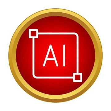 Artificial intelligence ai icon symbol on red gold circle Stock-Illustration
