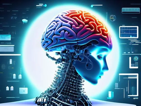 Artificial intelligence. AI Learning and Artificial Intelligence Concept. B.. Stock Illustration