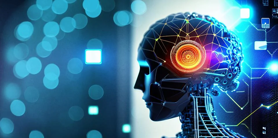 Artificial intelligence. AI Learning and Artificial Intelligence Concept. B.. Stock Illustration