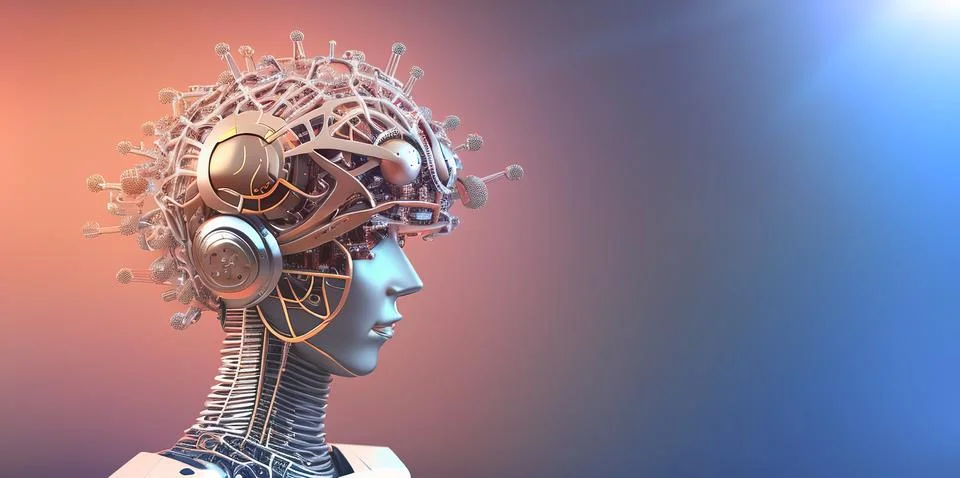 Artificial intelligence. AI Learning and Artificial Intelligence Concept. B.. 库存插图