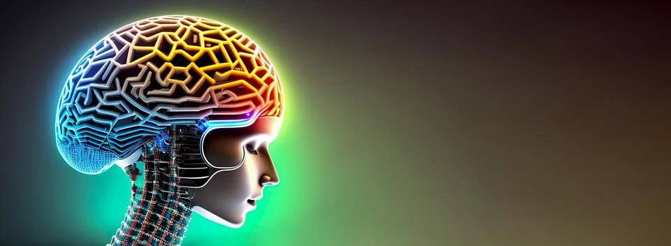 Artificial intelligence. AI Learning and Artificial Intelligence Concept. B.. イラスト素材