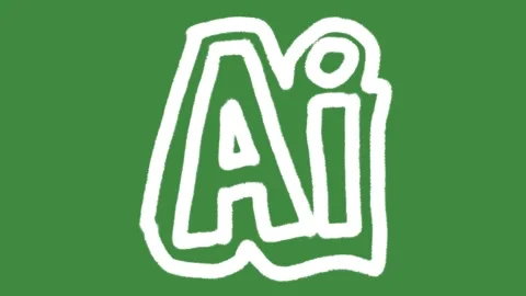 Artificial Intelligence AI lettering hand-drawn cartoon graphic with chalk Stockbeeldmateriaal 336404994