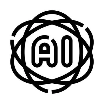 Artificial intelligence ai lettering icon with orbits Stock Illustration