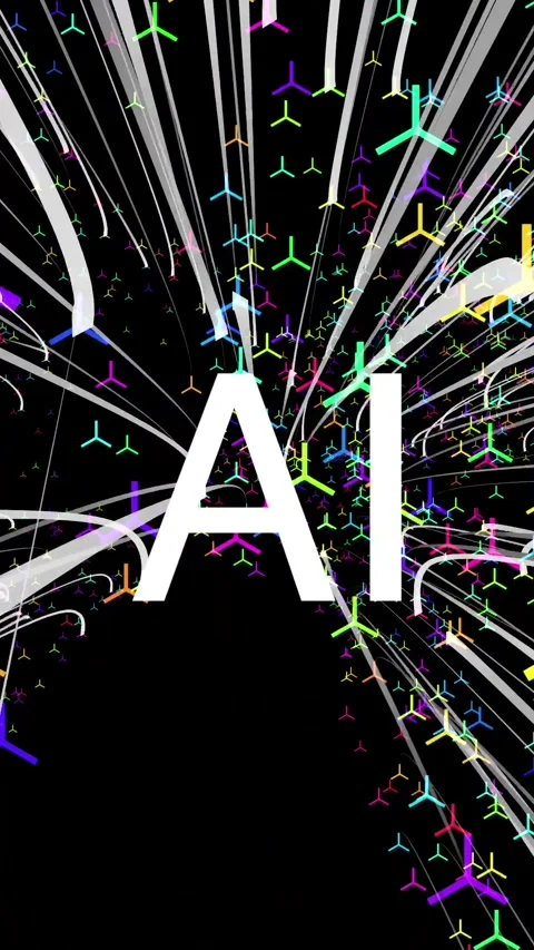 Artificial intelligence, AI letters, abstract space, social media vertical Stock Footage 283344689