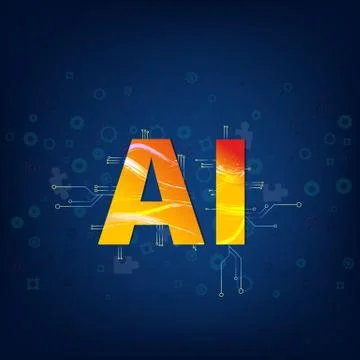 Artificial Intelligence. AI letters on abstract technology background. Vector Stock Illustration
