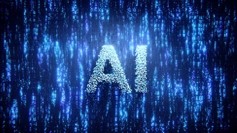 Artificial intelligence AI letters on blue digital data loop. Stock Footage 347389552