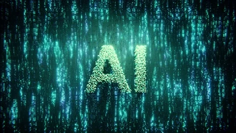 Artificial intelligence AI letters glowing in green data loop. Stock Footage 347198738
