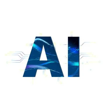 Artificial Intelligence. AI letters isolated on white background. Vector illu Stock Illustration