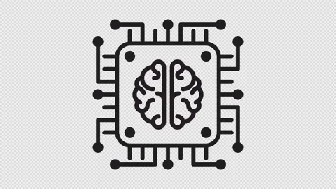 Artificial intelligence AI, line chip brain technology, core. Alpha channel Stock Footage 342421918
