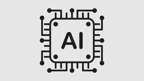 Artificial intelligence AI, line chip technology, core. Alpha channel Stock Footage 342422042