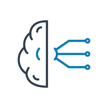 Artificial Intelligence (AI) line Icon. Brain and Chips Sign. Editable Vect.. Stock Illustration
