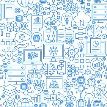 Artificial Intelligence AI Line Seamless Pattern Stock Illustration
