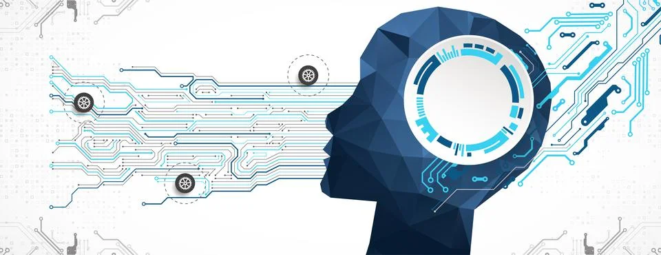 Artificial intelligence (AI) Machine cyber mind. Technology vector background Stock Illustration